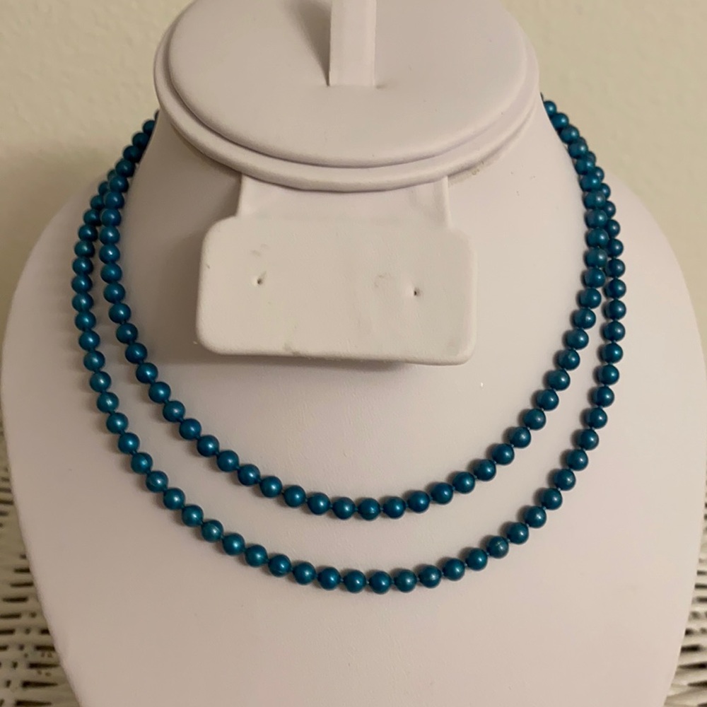 Teal Blue Beaded Necklace